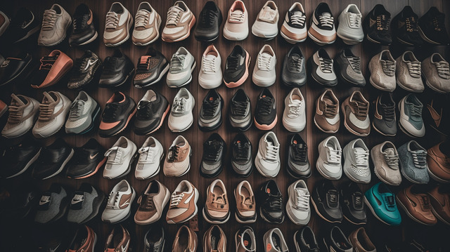 pngtree many pairs of shoes in front of a wall image 2911666
